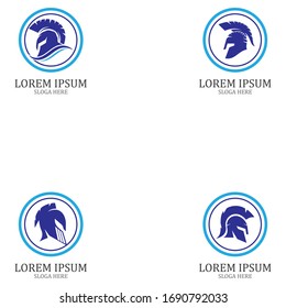 set of spartan logo black Gladiator and vector design helmet and head