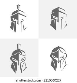 Set of Spartan logo design template ,Helmet logo design concept ,Vector illustration