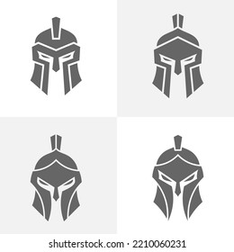 Set Set mit der Vorlage für das Spartan-Logo , Design-Konzept für das Helm-Logo , Vektorgrafik