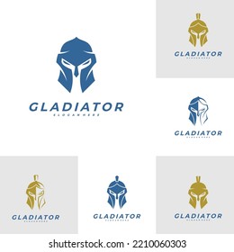Set of Spartan logo design template ,Helmet logo design concept ,Vector illustration