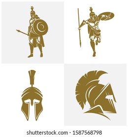Set of Spartan Logo Design Vector Template,  Spartan Helmet Logo Concept, Emblem, Concept Design, Creative Symbol, Icon