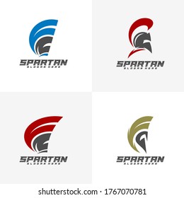 Set of Spartan Logo Design Vector, Sparta Logo Design Template, Spartan Helmet Logo, Icon Symbol