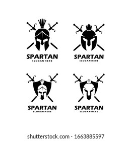 conjunto de diseños espartanos de vectores de logotipo