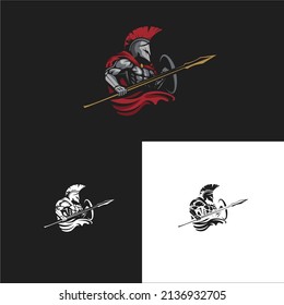 Set of Spartan warrior, gladiators on black and white background. All elements is on the separate layer.