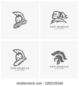 Set of Spartan warrior logo design vector illustration. Warriors sport team logo design.