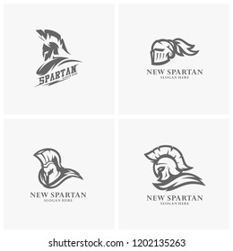 Set of Spartan warrior logo design vector illustration. Warriors sport team logo design.