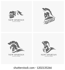 Set of Spartan warrior logo design vector illustration. Warriors sport team logo design.