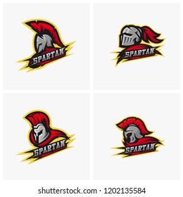 Set of Spartan warrior logo design vector illustration. Warriors sport team logo design.