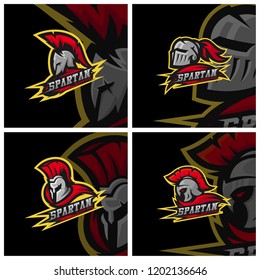 Set of Spartan warrior logo design vector illustration. Warriors sport team logo design.