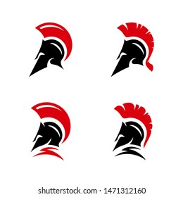 Set of Spartan warrior logo design vector illustration. Warriors sport team logo design template.