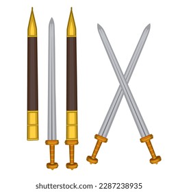 Establezca la ilustración vectorial de cuchillo Spatha. arma tradicional medieval