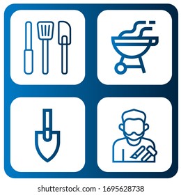 Set of spatula icons. Such as Kitchen tools, Bbq, Trowel, Craftsman , spatula icons