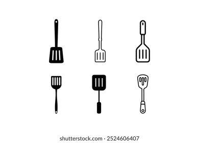 Set of Spatula Icons in Various Styles. Vector illustration design.