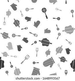 Set Spatula , Oven glove , Rolling pin  and Spatula  on seamless pattern. Vector
