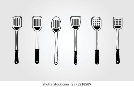 set of spatula or scraper for cooking logo vector illustration design