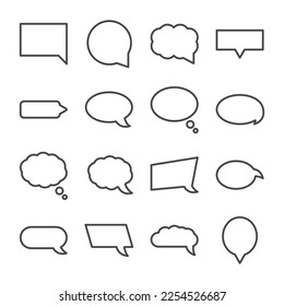 Set of Speach Bubble Outline Icon. Editable Stroke. Isolated on White Background. Vector Eps10