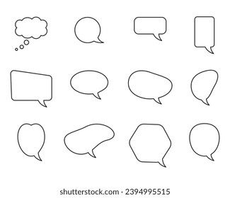 Set of speach bubble outline icon on white background. Editable stroke. Vector graphic