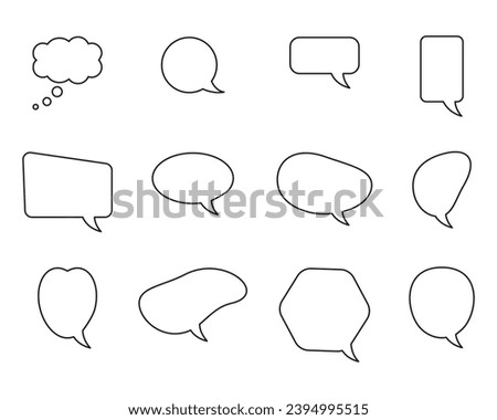 Set of speach bubble outline icon on white background. Editable stroke. Vector graphic
