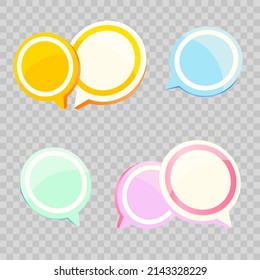 Set of speak bubble, chatting box, message frame cartoon vector illustration design. Balloon  thinking sign symbol