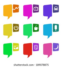 set of speak bubble with icon, vector