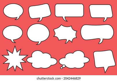 Set of speak bubble text, Blank empty white speech bubbles. 