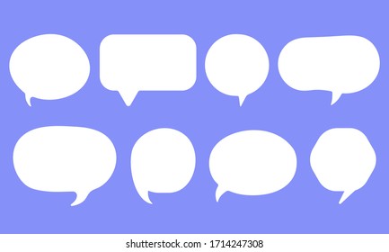 Set Of Speak Bubble Text, Chatting Box, Message Box Outline Cartoon Vector Illustration Design. Balloon Doodle Style Of Thinking Sign Symbol.