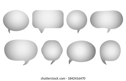 Set of speak bubble text, chatting box, message box outline cartoon vector illustration design. Balloon doodle style of thinking sign symbol.