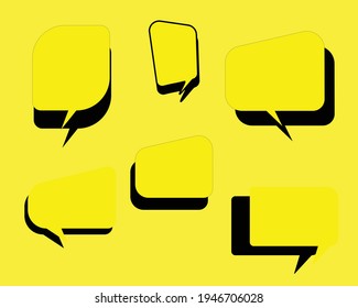 Set of speak bubble text, chatting box, message box outline cartoon vector illustration design. Balloon doodle style of thinking sign symbol.