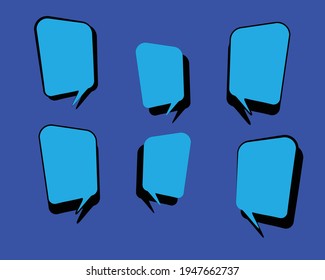 Set of speak bubble text, chatting box, message box outline cartoon vector illustration design. Balloon doodle style of thinking sign symbol.