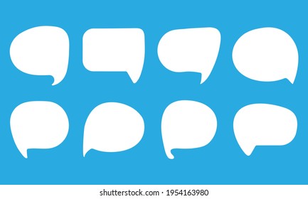Set of speak bubble text, chatting box, message box outline cartoon vector illustration design. Balloon doodle style of thinking sign symbol on brown color background.