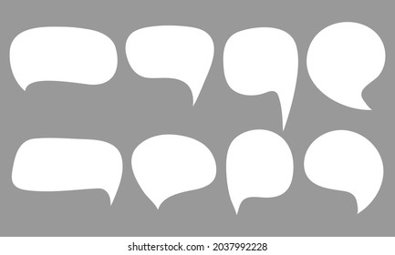 Set of speak bubble text, chatting box, message box outline cartoon vector illustration design. Balloon doodle style of thinking sign symbol on brown color background.