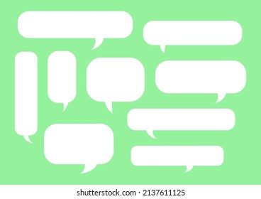 Set of speak bubble text, chatting box, message box outline cartoon vector illustration design. Balloon doodle style of thinking sign symbol on brown color background.