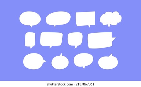 Set of speak bubble text, chatting box, message box outline cartoon vector illustration design. Balloon doodle style of thinking sign symbol.
