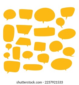 Conjunto de texto de burbuja de voz, cuadro de diálogo, diseño de ilustración de dibujos animados del contorno del cuadro de mensaje. Estilo de doodle de globo del símbolo del signo del pensamiento. pegatina de charla de color lindo y encantador. , texto, diálogo, arte