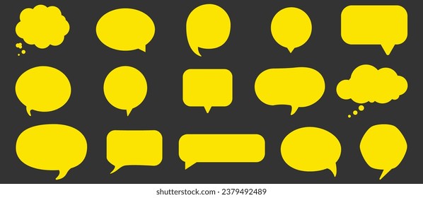 Set of speak bubble text, chatting box, message box outline cartoon vector illustration design.EPS 10