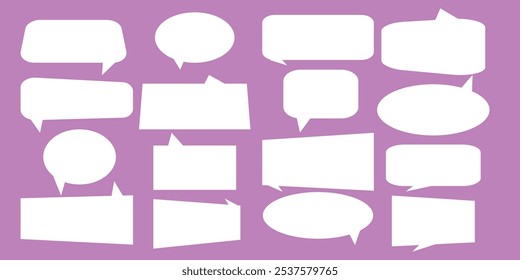 Set of speak bubble text, chatting box, message box outline cartoon vector illustration design. Balloon doodle style of thinking sign symbol. eps 10