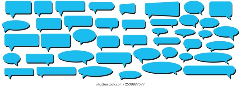 Conjunto de texto de la burbuja de habla, caja de chat, diseño de Ilustración vectorial de dibujos animados de contorno de caja de mensaje.