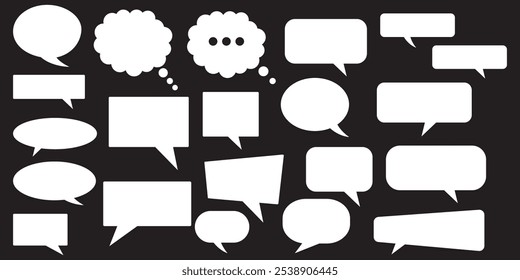 Conjunto de falar bolhas de texto, caixa de conversação, caixa de mensagem esboço desenho de ilustração de vetor de desenho animado. Conjunto de ícones de caixa de chat de desenho animado de balão de fala.