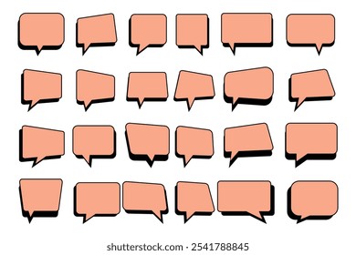 Set of speak bubble text, chatting box, message box outline cartoon vector illustration design. Balloon doodle style of thinking sign symbol. EPS 10