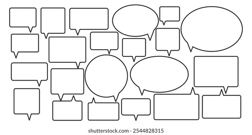 Set of speak bubble text, chatting box, message box outline cartoon vector illustration design eps 10