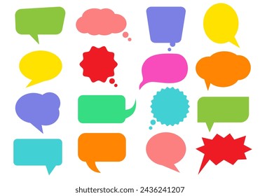 Conjunto de texto de burbujas de voz en diseño colorido