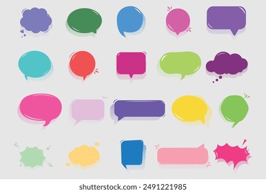 Set of speak bubble text with halftone shadows, chatting box, message box 