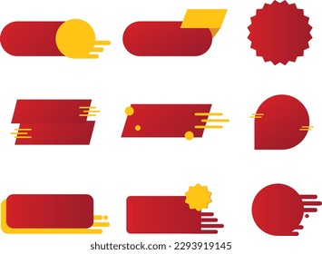 A set of speak bubble text, message box, chat box and comic in red and yellow. Vector illustration. Balloon and thinking signage.