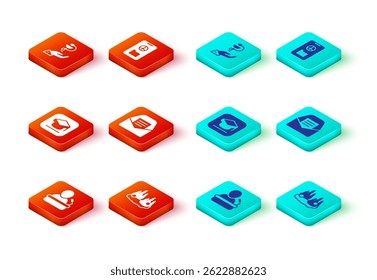 Set Speaker, Burning car, Graduation cap, Mail and e-mail, Peace and Caduceus snake medical icon. Vector