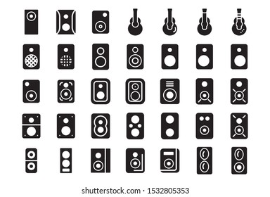 set Speaker icon design. Sound symbol design. Loudspeaker icon flat style design. Speaker design on white background. Vector illustration. - Vector
