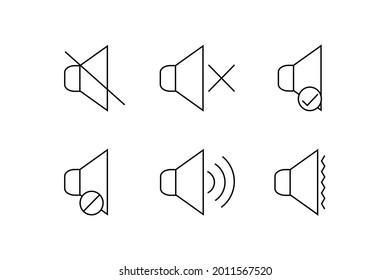 Set Of Speaker Icon, Megaphone, Horn, Shout With Noise Symbol Vector Illustration. Communicate, Public, Radio. Used For Template, Logo And Icon Pack. Isolated Background, Editable Path Stroke Eps. 