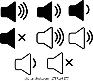 set speaker icon on white background. speaker sign. sound symbol. audio speaker volume icon for your web site design, logo, app, UI.  flat style. 
