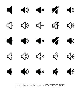 Set of speaker icon symbol vector isolated on white background