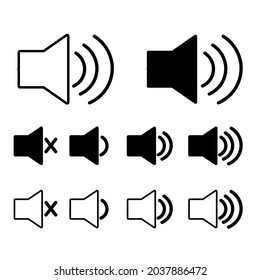 Set speaker icons. vector volume icon, sound button, with various volume levels to mute.