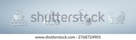 Set Speaker, Meeting, Video chat conference and . Paper art style. Vector